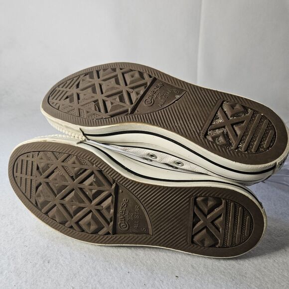 CONVERSE All Star White Leather Women Sz 7 Sneaker - Picture 5 of 6